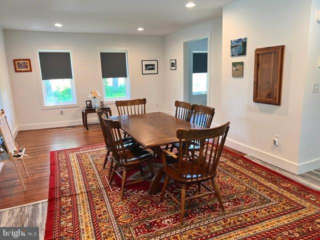 7299 Marshall St, Lincoln, DE 19960 - dining space featuring dark wood-style flooring, baseboards, and recessed lighting