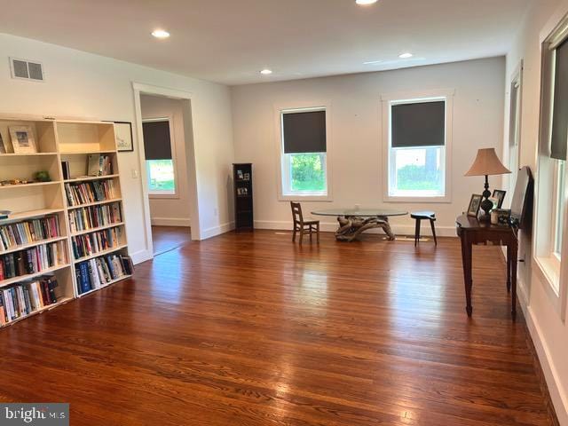 7299 Marshall St, Lincoln, DE 19960 - living area featuring dark wood-style floors, recessed lighting, and baseboards
