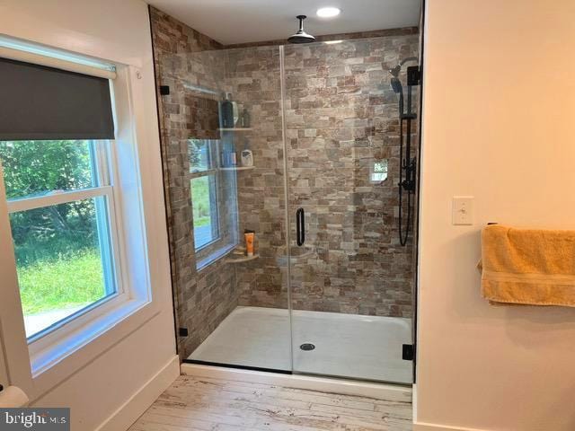7299 Marshall St, Lincoln, DE 19960 - bathroom with healthy amount of natural light, a stall shower, and baseboards