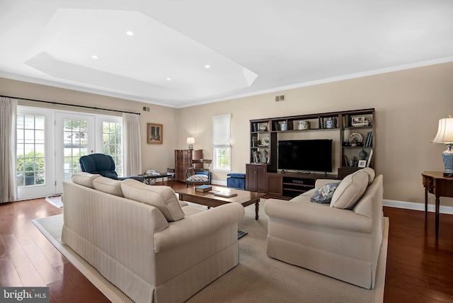 1 Hedge Row Rd, Princeton, NJ 08540 - living area featuring wood finished floors, healthy amount of natural light, recessed lighting, and crown molding