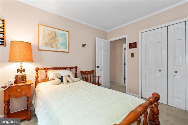 14 Providence Ave, Doylestown, PA 18901 - bedroom with light colored carpet, crown molding, a closet, and baseboards