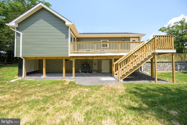 2968 Sulphur Springs Rd, Inwood, WV 25428 - back of house with a wooden deck, stairway, and a yard