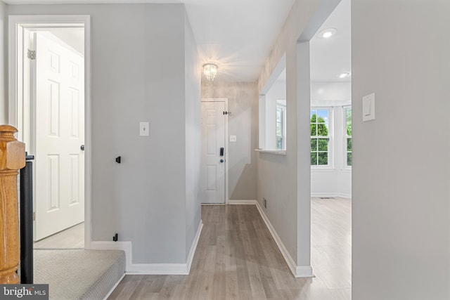 12307 Sandy Point Ct, Silver Spring, MD 20904 - hallway with light wood-type flooring and recessed lighting