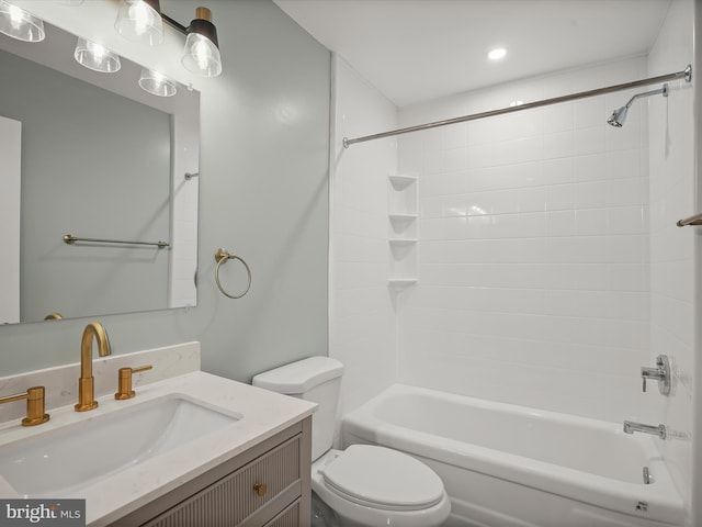 4300 Cullowhee Ct, Clinton, MD 20735 - bathroom with toilet, vanity, bathing tub / shower combination, and recessed lighting