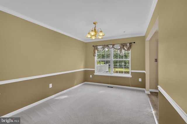 11476 Leland Pl, Waldorf, MD 20601 - unfurnished room featuring a chandelier, carpet flooring, baseboards, and ornamental molding
