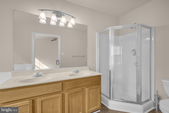 11476 Leland Pl, Waldorf, MD 20601 - bathroom with toilet, a stall shower, and double vanity