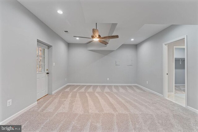 417 Overlook Dr, Front Royal, VA 22630 - carpeted empty room featuring a ceiling fan, baseboards, and recessed lighting