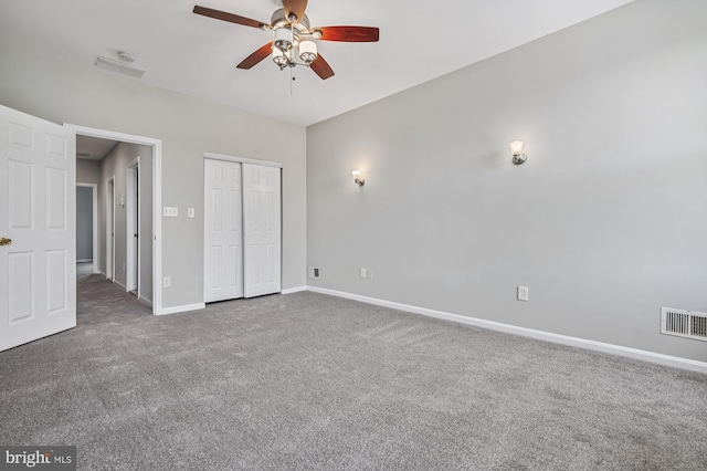 424 N Luzerne Ave N, Baltimore, MD 21224 - unfurnished bedroom with carpet flooring, baseboards, a closet, and ceiling fan