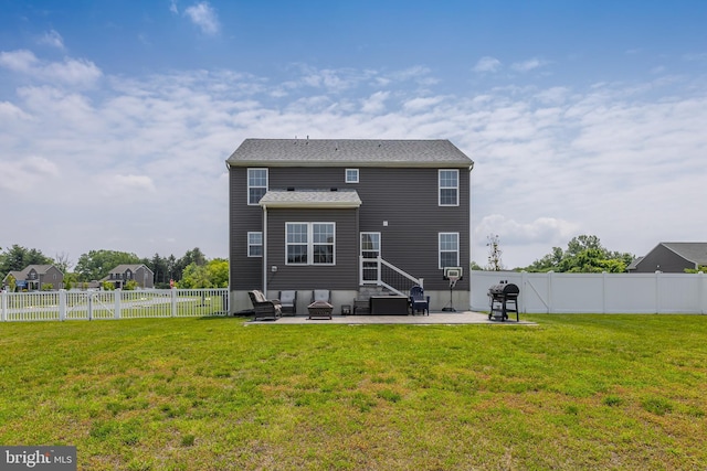 7 Schooner, Carneys Point, NJ 08069 - rear view of house featuring a patio area, an outdoor hangout area, and a fenced backyard