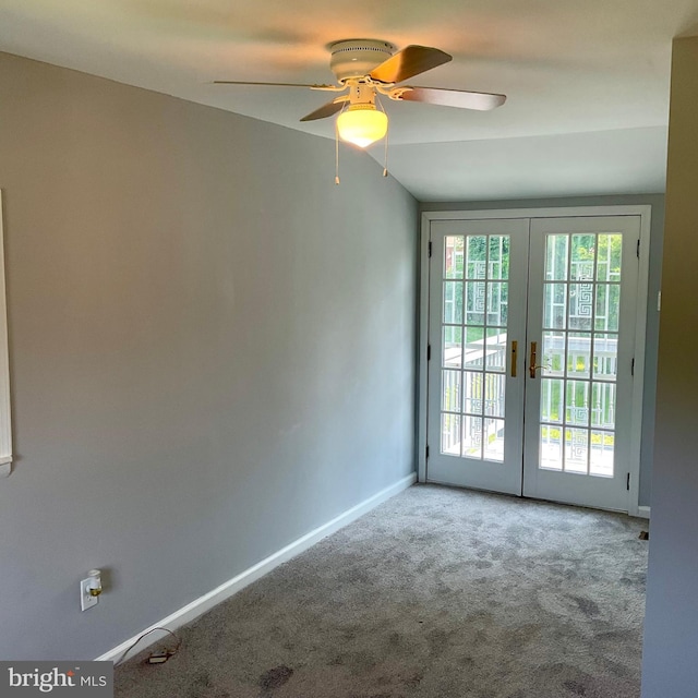 647 Elm St, Aberdeen, MD 21001 - spare room with carpet flooring, french doors, and a ceiling fan