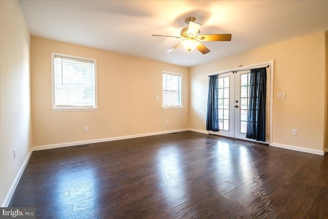 113 Wilgate Rd, Owings Mills, MD 21117 - empty room featuring ceiling fan, dark wood-type flooring, and baseboards