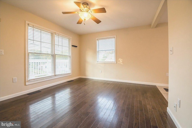 113 Wilgate Rd, Owings Mills, MD 21117 - spare room featuring ceiling fan, dark wood finished floors, and baseboards