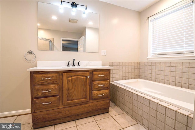 113 Wilgate Rd, Owings Mills, MD 21117 - full bathroom with tile patterned floors, vanity, and a garden tub