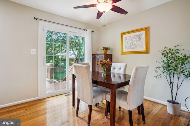 7484 Gadsby Sq, Alexandria, VA 22315 - dining area featuring light wood-style floors, ceiling fan, and baseboards