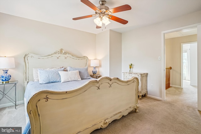 7484 Gadsby Sq, Alexandria, VA 22315 - bedroom featuring light carpet, baseboards, and a ceiling fan