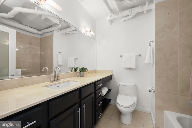 2311 M St NW Unit Ph-1007, Washington, DC 20037 - full bathroom featuring vanity, toilet, tile patterned floors, and shower / bath combination