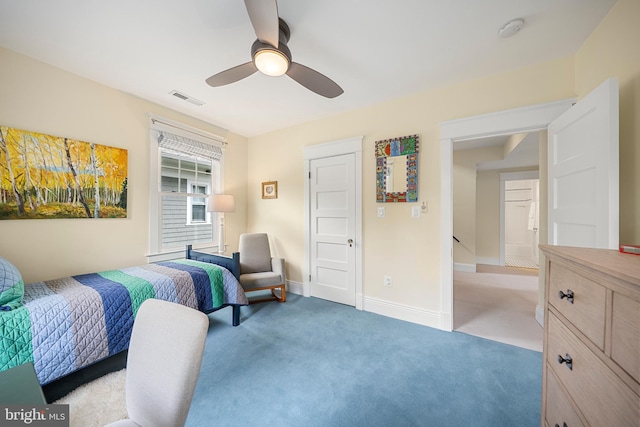 2811 35th St NW, Washington, DC 20007 - bedroom featuring light carpet, a ceiling fan, and baseboards