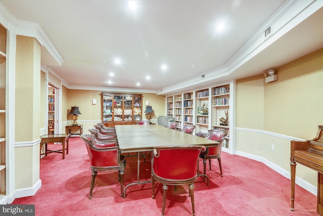 3001 Veazey Ter NW Unit 1632, Washington, DC 20008 - carpeted dining room featuring ornamental molding, built in features, and baseboards