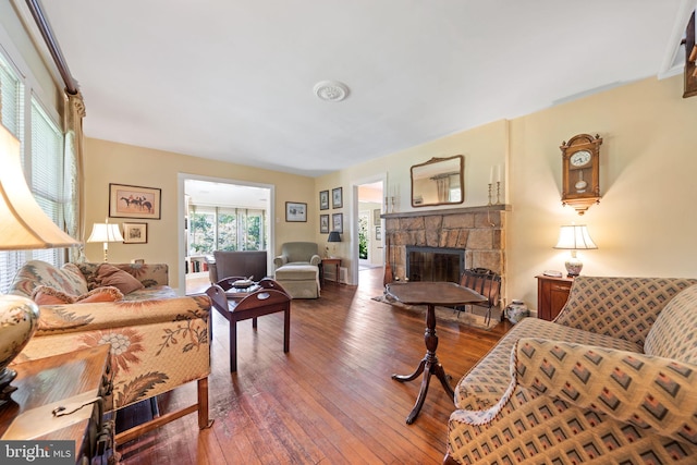 1033 Lenape Rd, West Chester, PA 19382 - living area featuring a fireplace and wood-type flooring