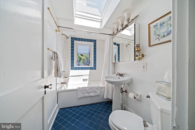 1033 Lenape Rd, West Chester, PA 19382 - bathroom with toilet, tile patterned flooring, shower / tub combo, and a sink