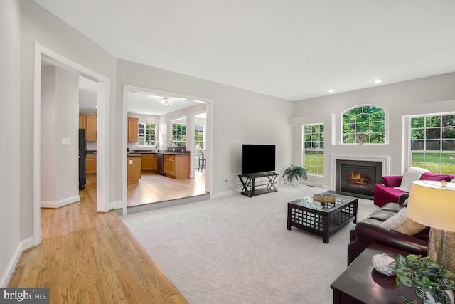 18525 Rushbrooke Dr, Olney, MD 20832 - living area featuring baseboards, plenty of natural light, and recessed lighting