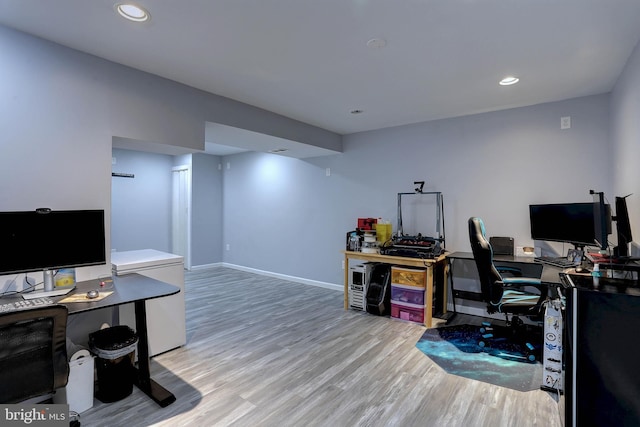 3574 Brickwall Ln, Pasadena, MD 21122 - office with light wood-style flooring, baseboards, and recessed lighting