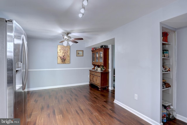 3574 Brickwall Ln, Pasadena, MD 21122 - empty room with ceiling fan, dark wood-style floors, and baseboards