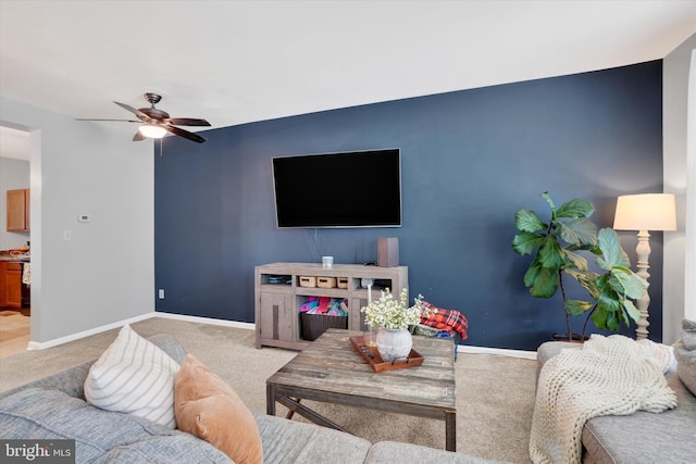 4140 Strawbridge Ct, Dover, PA 17315 - living area featuring carpet, ceiling fan, and baseboards
