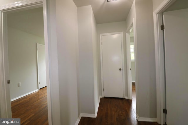 7009 Wood Thrush Dr, Lanham, MD 20706 - hallway with dark wood-type flooring and baseboards