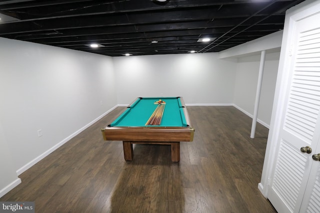 7009 Wood Thrush Dr, Lanham, MD 20706 - game room featuring baseboards, wood finished floors, and pool table