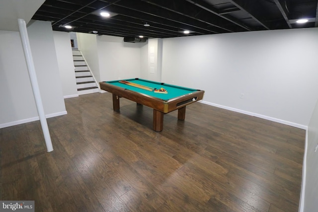 7009 Wood Thrush Dr, Lanham, MD 20706 - recreation room with pool table, baseboards, and wood finished floors