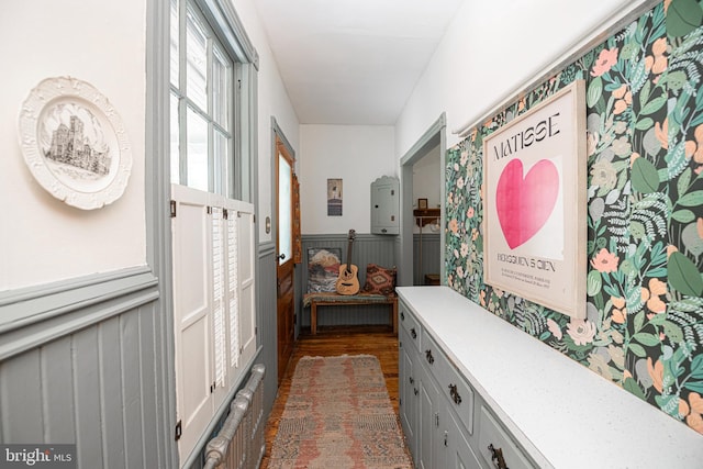 510 E Main St, Birdsboro, PA 19508 - corridor with dark wood-style floors and wainscoting