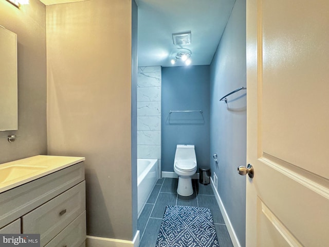 12306 Quail Woods Dr, Germantown, MD 20874 - bathroom featuring vanity, toilet, baseboards, and tile patterned floors