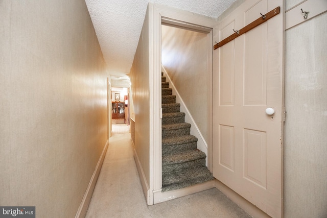 134 S 5th Ave, Royersford, PA 19468 - staircase with carpet flooring, baseboards, and a textured ceiling