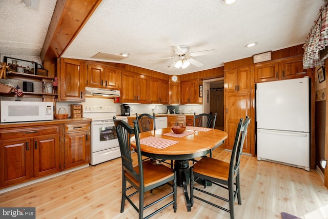 134 S 5th Ave, Royersford, PA 19468 - dining room with a textured ceiling, a ceiling fan, light wood-style floors, and recessed lighting
