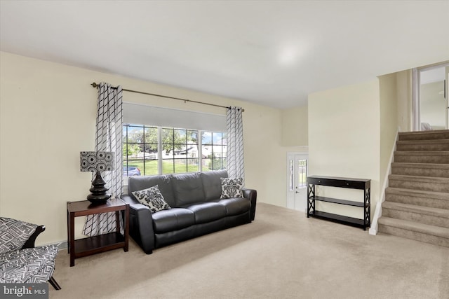 869 Primrose Dr, Warminster, PA 18974 - living room featuring carpet flooring and stairs
