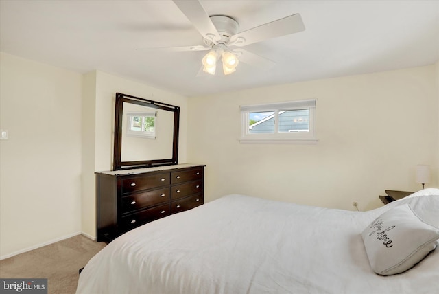 869 Primrose Dr, Warminster, PA 18974 - bedroom featuring light carpet, multiple windows, baseboards, and ceiling fan
