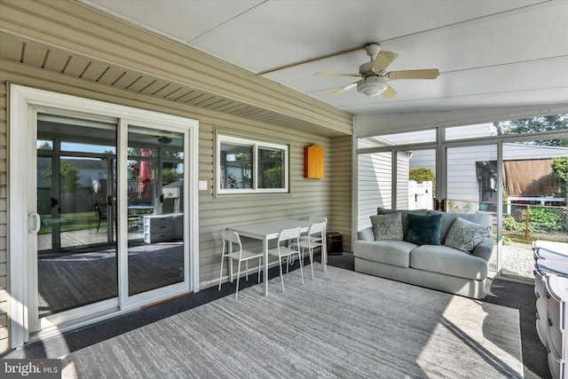 869 Primrose Dr, Warminster, PA 18974 - sunroom / solarium featuring outdoor lounge area and ceiling fan