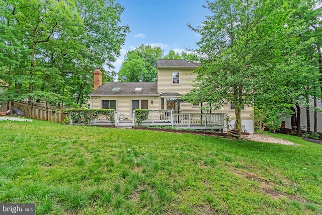 1606 Montmorency Dr, Vienna, VA 22182 - rear view of house featuring a wooden deck and a chimney