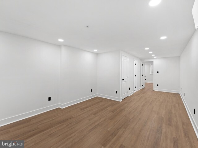 2331 N Front St, Philadelphia, PA 19133 - basement with recessed lighting, baseboards, and wood finished floors