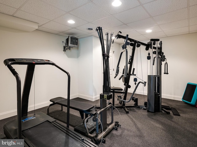125 Candlewyck Dr, Avondale, PA 19311 - workout room featuring baseboards, a paneled ceiling, and recessed lighting