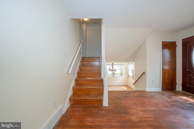 405 Garden Ln, Aston, PA 19014 - stairs with wood finished floors and baseboards
