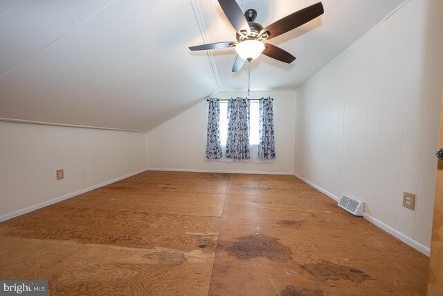 405 Garden Ln, Aston, PA 19014 - additional living space featuring lofted ceiling, a ceiling fan, baseboards, and wood finished floors