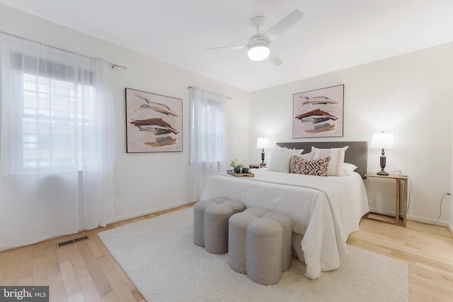 4377 Cherry Hill Rd, Arlington, VA 22207 - bedroom with wood finished floors, multiple windows, and a ceiling fan