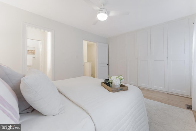 4377 Cherry Hill Rd, Arlington, VA 22207 - bedroom featuring light wood-type flooring and a ceiling fan