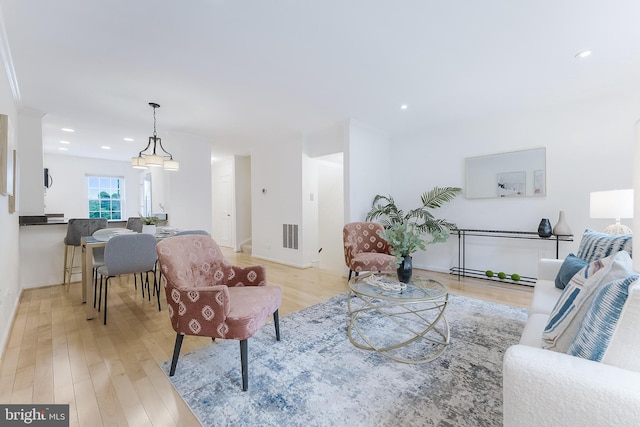 4377 Cherry Hill Rd, Arlington, VA 22207 - living room featuring light wood finished floors and recessed lighting