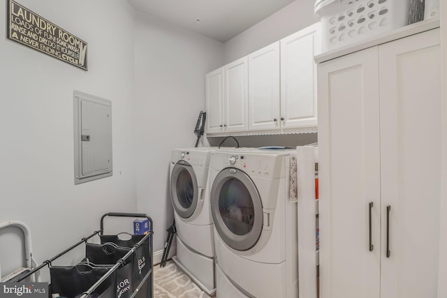 8612 Wintergreen Ct Unit 403, Odenton, MD 21113 - washroom featuring electric panel, separate washer and dryer, cabinet space, and baseboards