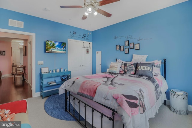 8612 Wintergreen Ct Unit 403, Odenton, MD 21113 - bedroom featuring a closet, a ceiling fan, and baseboards