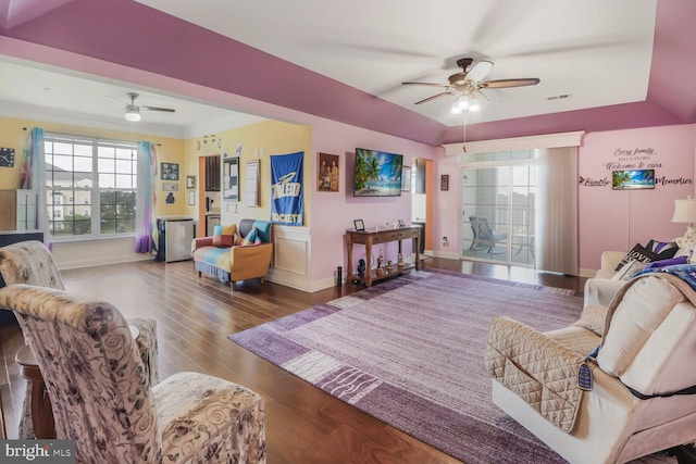 8612 Wintergreen Ct Unit 403, Odenton, MD 21113 - living room with ceiling fan, wood finished floors, and baseboards
