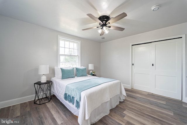3232 N Rolling Rd, Baltimore, MD 21244 - bedroom with wood finished floors, a closet, and ceiling fan